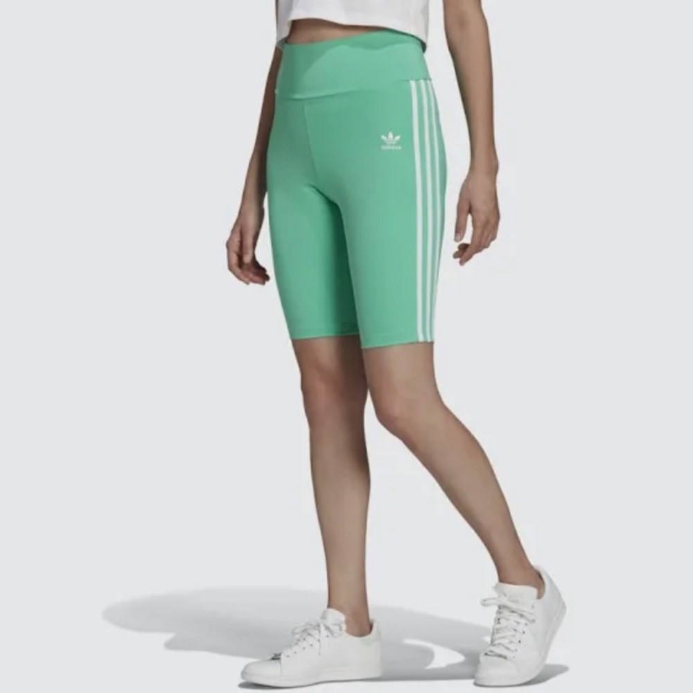 Women’s adidas hi-res green biker shorts